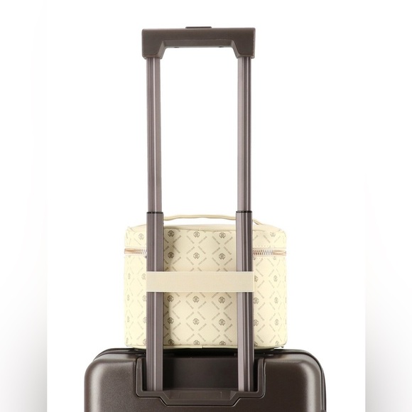 NEW Roberto Cavalli Monogram Cream Cosmetic Toiletry Bag Train Case - Picture 3 of 5